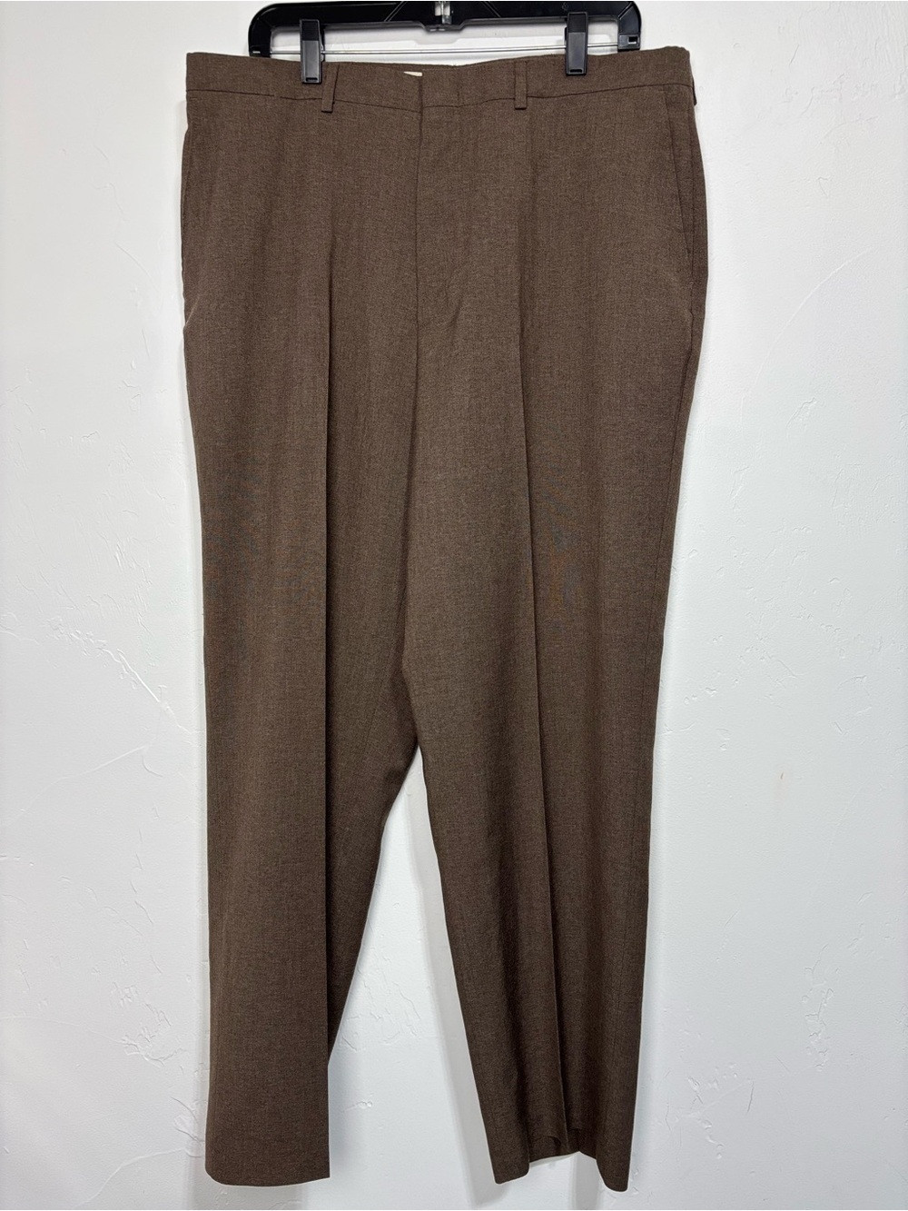 Haggar Men's Vintage Dress Pants Wool Blend Made in USA 36x30 Brown Flat Front